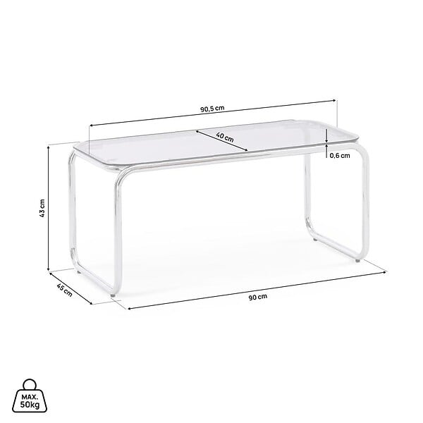 SICAAN - Sicaan Table basse métal style contemporain AMAYA verre noir - large