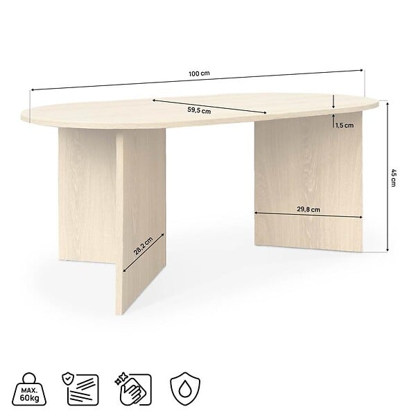 SICAAN - Sicaan Table basse scandinave 100  cm finition chêne SVEN - large
