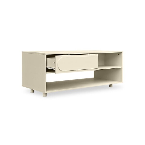 SICAAN - Sicaan Table basse beige 110cm - 1 tiroir - finition mélaminée - FLORA - large