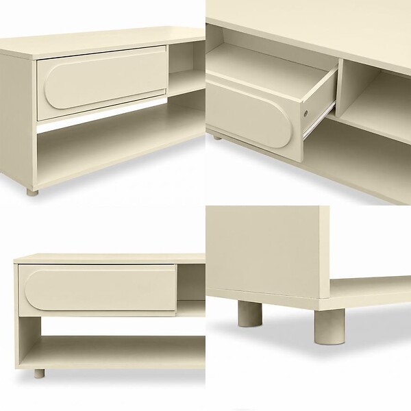 SICAAN - Sicaan Table basse beige 110cm - 1 tiroir - finition mélaminée - FLORA - large