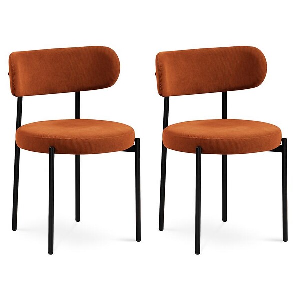 SICAAN - Sicaan Lot de 2 chaises terracotta modernes IRIS velours côtelé - large