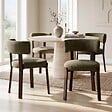 SICAAN - Sicaan Lot de 4 chaises style japandi tissu chenille kaki pieds métal effet noyer - ZOE - vignette