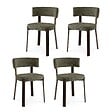SICAAN - Sicaan Lot de 4 chaises style japandi tissu chenille kaki pieds métal effet noyer - ZOE - vignette