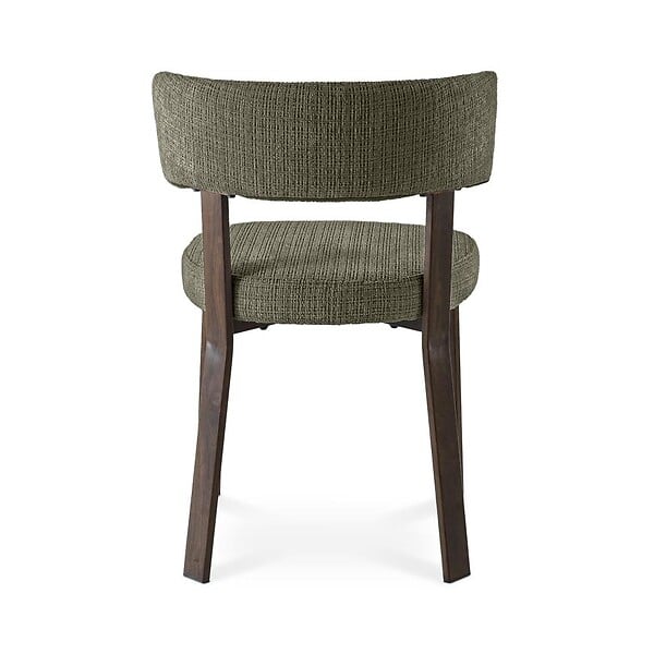 SICAAN - Sicaan Lot de 4 chaises style japandi tissu chenille kaki pieds métal effet noyer - ZOE - large