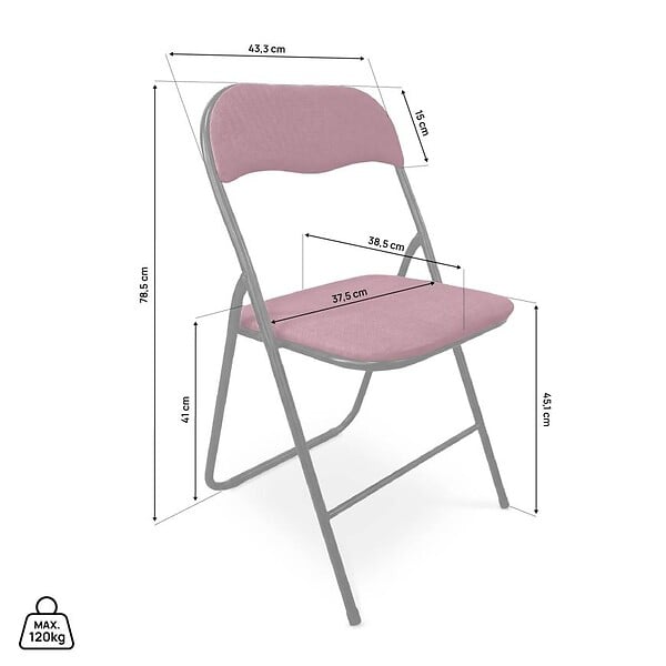 SICAAN - Sicaan Lot de 6 chaises pliantes rembourrées en tissu bordeaux et pieds métal noir - GRETA - large