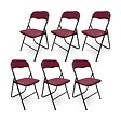 SICAAN - Sicaan Lot de 6 chaises pliantes rembourrées en tissu bordeaux et pieds métal noir - GRETA - vignette