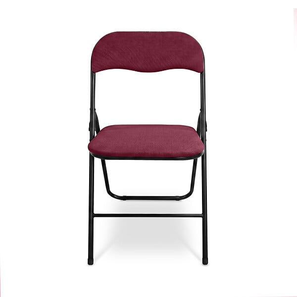 SICAAN - Sicaan Lot de 6 chaises pliantes rembourrées en tissu bordeaux et pieds métal noir - GRETA - large