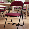 SICAAN - Sicaan Lot de 6 chaises pliantes rembourrées en tissu bordeaux et pieds métal noir - GRETA - vignette