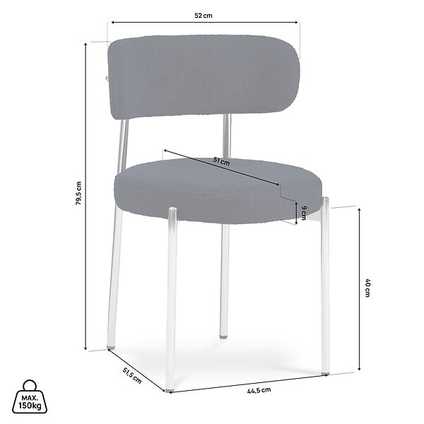 SICAAN - Sicaan Lot de 2 chaises bouclettes style contemporain NOVA bleu nuit - large