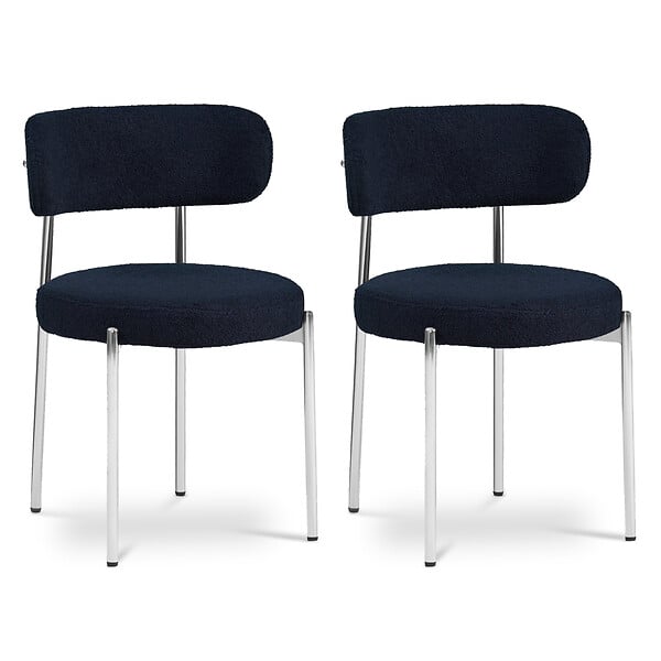 SICAAN - Sicaan Lot de 2 chaises bouclettes style contemporain NOVA bleu nuit - large