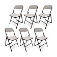 SICAAN - Sicaan Lot de 6 chaises pliantes rembourrées en tissu gris et pieds métal noir - GRETA - vignette