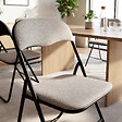 SICAAN - Sicaan Lot de 6 chaises pliantes rembourrées en tissu gris et pieds métal noir - GRETA - vignette
