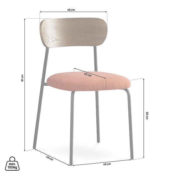SICAAN - Sicaan Lot de 4 chaises scandinaves velours côtelé terracotta placage frêne pieds métal noir - OLIVIA - large
