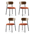 SICAAN - Sicaan Lot de 4 chaises scandinaves velours côtelé terracotta placage frêne pieds métal noir - OLIVIA - vignette