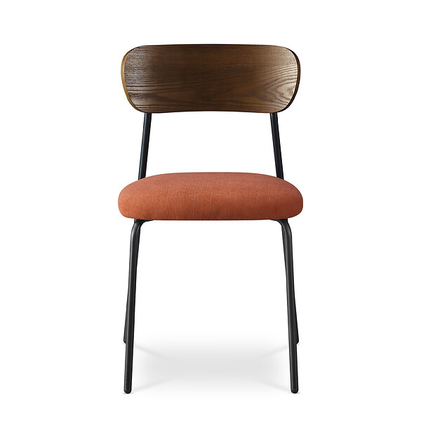 SICAAN - Sicaan Lot de 4 chaises scandinaves velours côtelé terracotta placage frêne pieds métal noir - OLIVIA - large