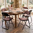 SICAAN - Sicaan Lot de 6 chaises pliantes rembourrées en tissu marron et pieds métal noir - GRETA - vignette