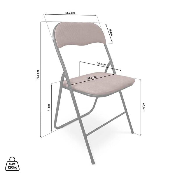 SICAAN - Sicaan Lot de 6 chaises pliantes rembourrées en tissu marron et pieds métal noir - GRETA - large