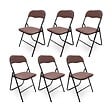 SICAAN - Sicaan Lot de 6 chaises pliantes rembourrées en tissu marron et pieds métal noir - GRETA - vignette
