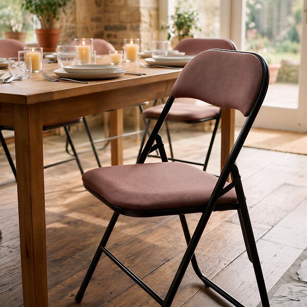 SICAAN - Sicaan Lot de 6 chaises pliantes rembourrées en tissu marron et pieds métal noir - GRETA - large