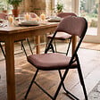 SICAAN - Sicaan Lot de 6 chaises pliantes rembourrées en tissu marron et pieds métal noir - GRETA - vignette