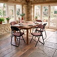 SICAAN - Sicaan Lot de 6 chaises pliantes rembourrées en tissu marron et pieds métal noir - GRETA - vignette
