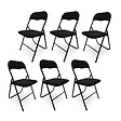 SICAAN - Sicaan Lot de 6 chaises pliantes rembourrées en tissu noir et pieds métal noir - GRETA - vignette