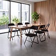 SICAAN - Sicaan Lot de 6 chaises pliantes rembourrées en tissu noir et pieds métal noir - GRETA - vignette