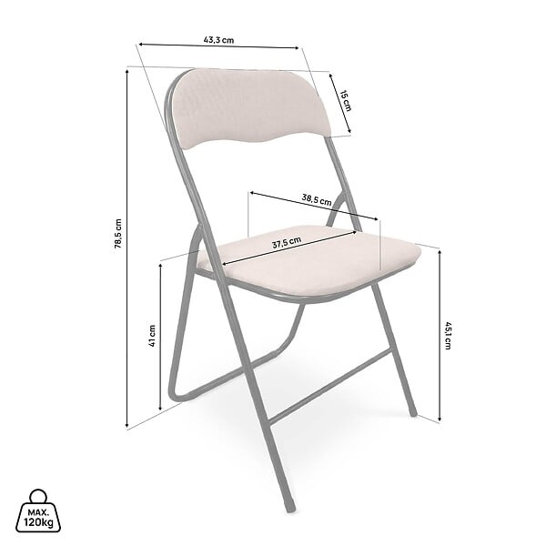 SICAAN - Sicaan Lot de 6 chaises pliantes rembourrées en tissu beige et pieds métal noir - GRETA - large