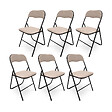 SICAAN - Sicaan Lot de 6 chaises pliantes rembourrées en tissu beige et pieds métal noir - GRETA - vignette