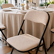 SICAAN - Sicaan Lot de 6 chaises pliantes rembourrées en tissu beige et pieds métal noir - GRETA - vignette