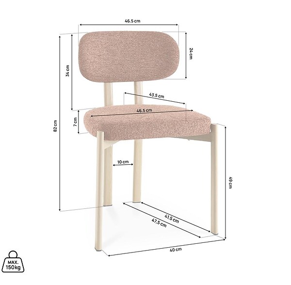 SICAAN - Sicaan Lot de 4 chaises style scandinave tissu chenille terracotta pieds métal effet chêne – MIA - large