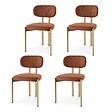 SICAAN - Sicaan Lot de 4 chaises style scandinave tissu chenille terracotta pieds métal effet chêne – MIA - vignette