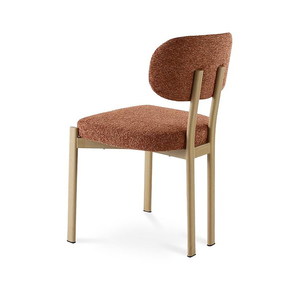 SICAAN - Sicaan Lot de 4 chaises style scandinave tissu chenille terracotta pieds métal effet chêne – MIA - large
