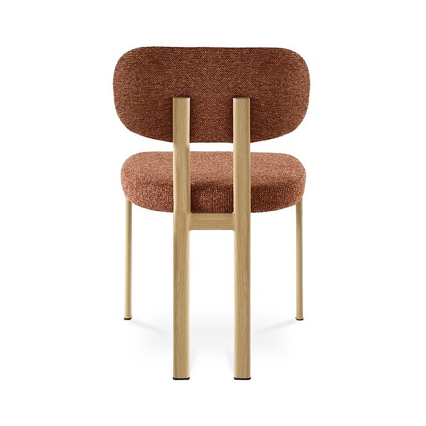 SICAAN - Sicaan Lot de 4 chaises style scandinave tissu chenille terracotta pieds métal effet chêne – MIA - large