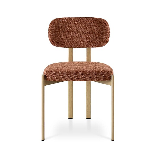SICAAN - Sicaan Lot de 4 chaises style scandinave tissu chenille terracotta pieds métal effet chêne – MIA - large