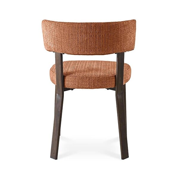SICAAN - Sicaan Lot de 4 chaises style japandi tissu chenille terracotta pieds métal effet noyer - ZOE - large