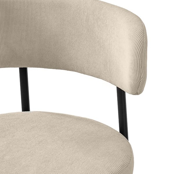 SICAAN - Sicaan Lot de 2 chaises rembourrées velours côtelé beige et pieds métal noir IRIS - large