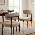 SICAAN - Sicaan Lot de 2 chaises rembourrées velours côtelé beige et pieds métal noir IRIS - vignette