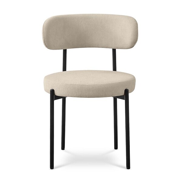 SICAAN - Sicaan Lot de 2 chaises rembourrées velours côtelé beige et pieds métal noir IRIS - large