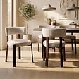 SICAAN - Sicaan Lot de 4 chaises style japandi tissu chenille beige pieds métal effet noyer - ZOE - vignette
