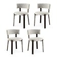 SICAAN - Sicaan Lot de 4 chaises style japandi tissu chenille beige pieds métal effet noyer - ZOE - vignette