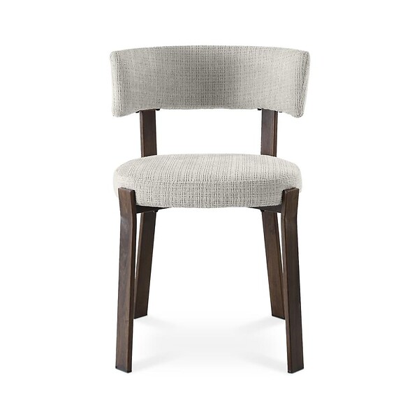 SICAAN - Sicaan Lot de 4 chaises style japandi tissu chenille beige pieds métal effet noyer - ZOE - large