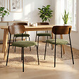 SICAAN - Sicaan Lot de 4 chaises scandinaves velours côtelé kaki et placage frêne pieds métal noir - OLIVIA - vignette