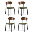 SICAAN - Sicaan Lot de 4 chaises scandinaves velours côtelé kaki et placage frêne pieds métal noir - OLIVIA - vignette