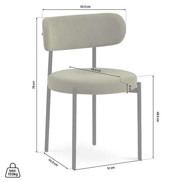 SICAAN - Sicaan Lot de 2 Chaises modernes IRIS velours côtelé kaki - large