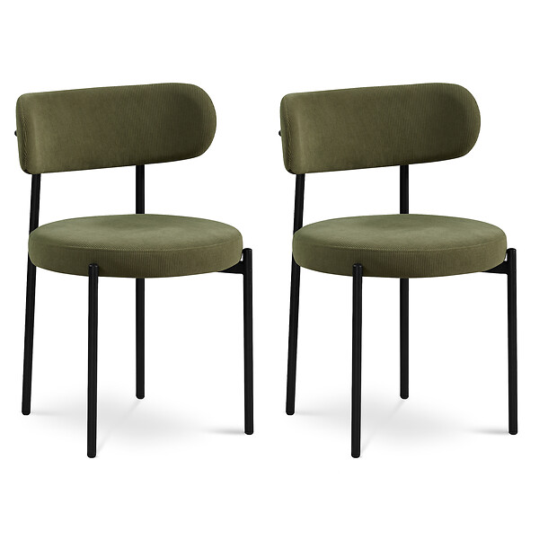 SICAAN - Sicaan Lot de 2 Chaises modernes IRIS velours côtelé kaki - large