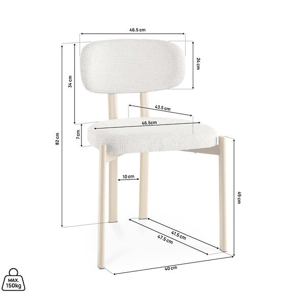 SICAAN - Sicaan Lot de 4 chaises style scandinave tissu chenille beige pieds métal effet chêne – MIA - large