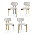 SICAAN - Sicaan Lot de 4 chaises style scandinave tissu chenille beige pieds métal effet chêne – MIA - vignette