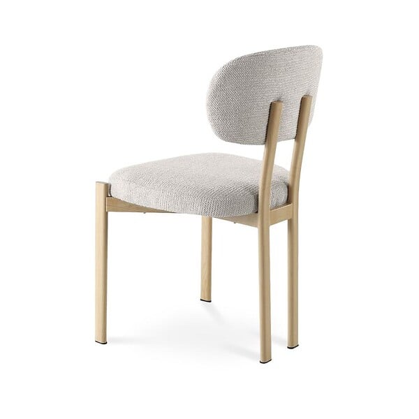 SICAAN - Sicaan Lot de 4 chaises style scandinave tissu chenille beige pieds métal effet chêne – MIA - large
