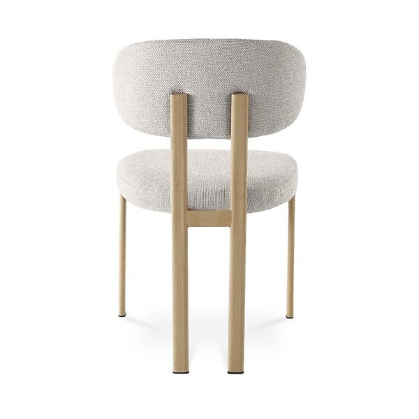 SICAAN - Sicaan Lot de 4 chaises style scandinave tissu chenille beige pieds métal effet chêne – MIA - large